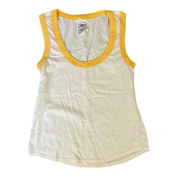 Camp Collection Tops - Camp Collection Tank Top Shirt Ivory Yellow Ringer Trim | Size XS